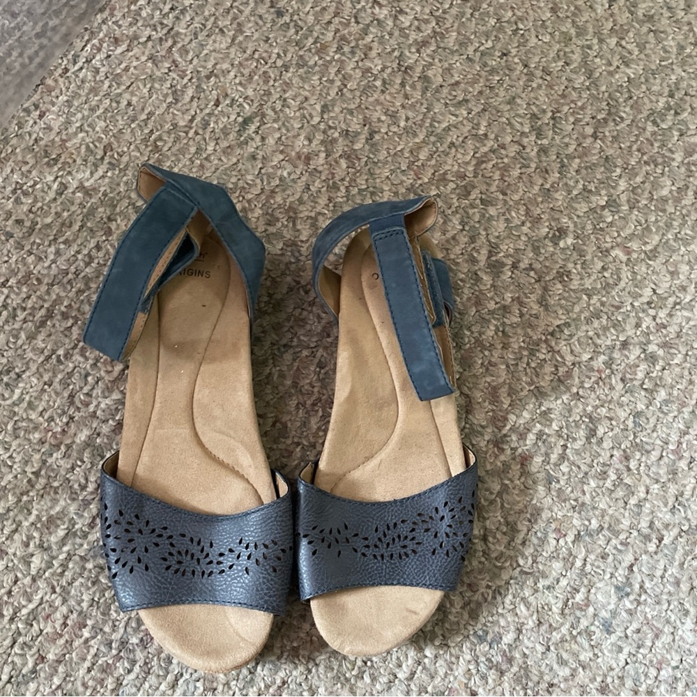 Earth Blue and Tan Sandals for Women